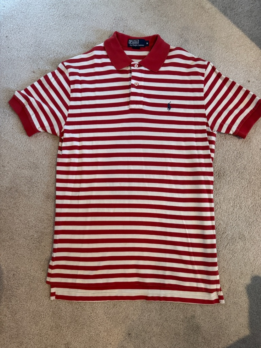 Polo by Ralph Lauren Red and White Striped Short-Sleeve Polo